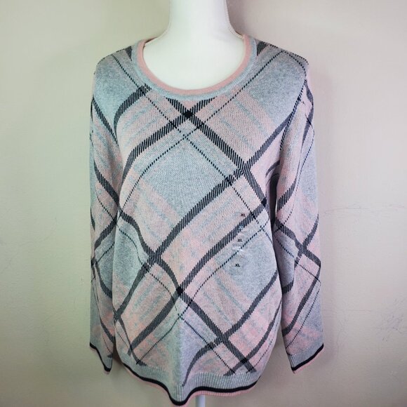 Charter Club Womens Grey Argyle Knit Sweater XL - Picture 5 of 11